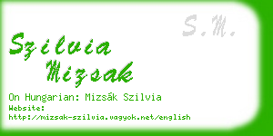 szilvia mizsak business card